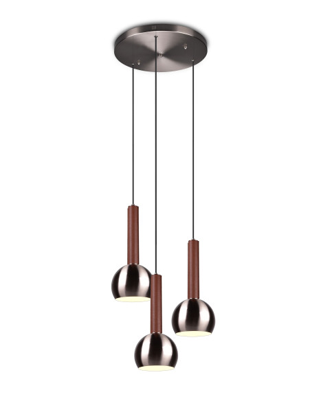Pendelleuchte CINQUE CILIANA in braun aus Nickel