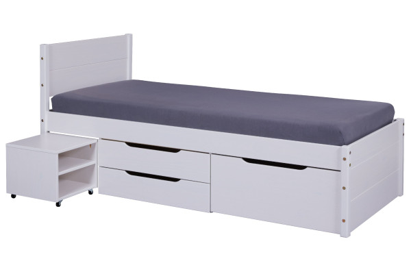 Bett HARPER ITABORAI in weiß aus Massivholz
