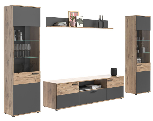 Wohnkombination MASON in mehrfarbig aus MDF furniert
