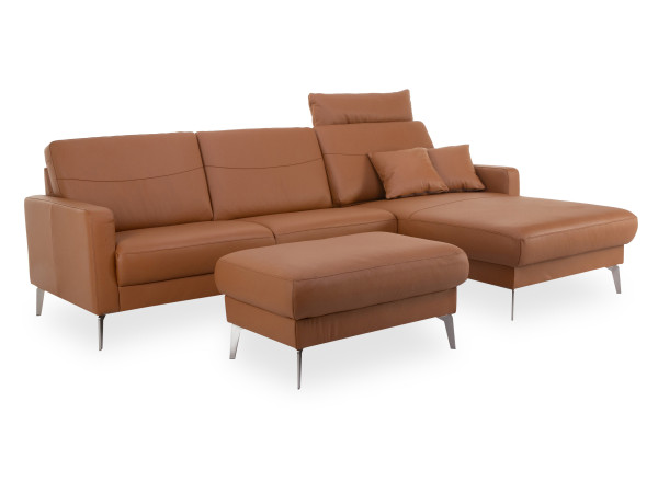 Polsterecke KALIA in cognac aus Leder