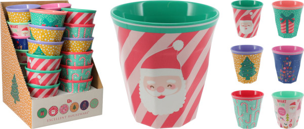 Trinkbecher X-MAS in mehrfarbig aus Melamin