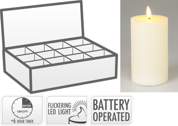 Kerze LED IVORY in weiß aus Wachs