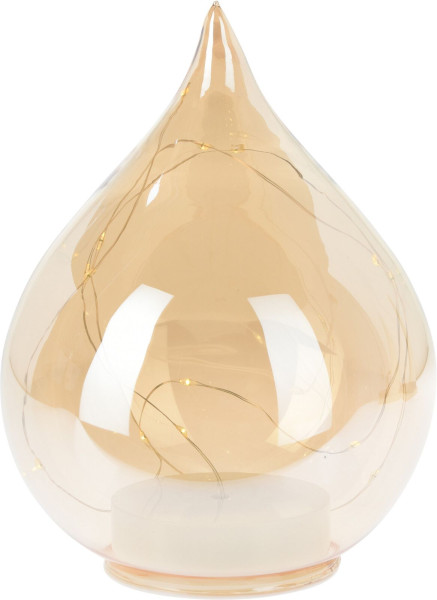 Tischdeko TROPFEN LED in amber aus Glas