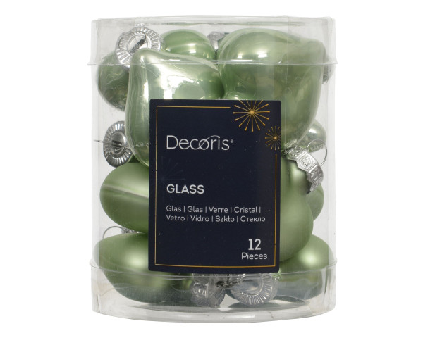 Weihnachtskugel-Box Herzen MATCHAGRÜN in grün aus Glas