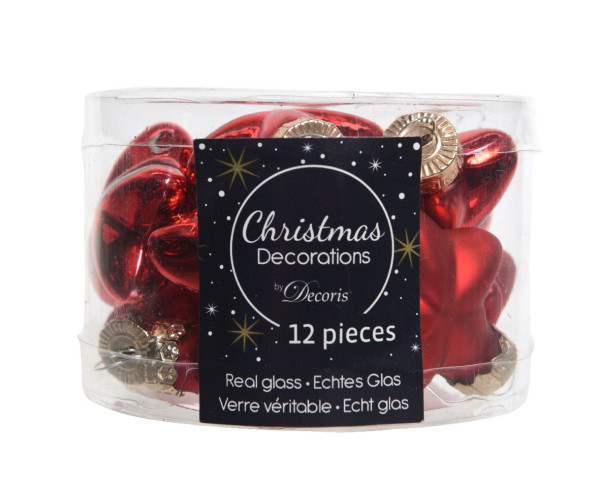 Weihnachtskugel-Box Sterne WEIHNACHTSROT in rot aus Glas