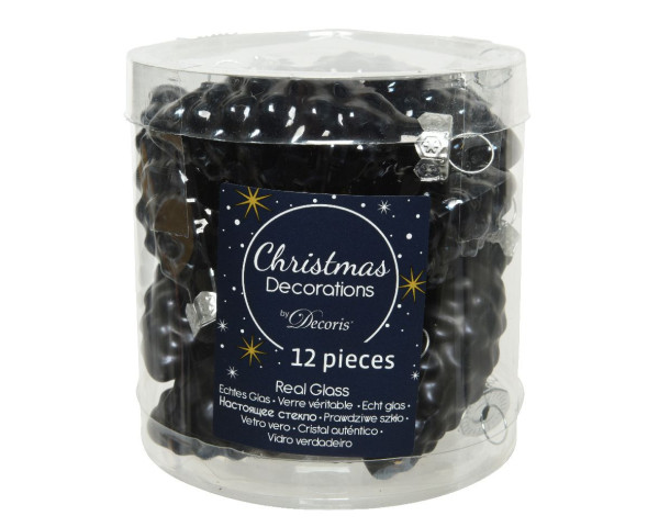 Weihnachtskugel-Box Zapfen SCHWARZ in schwarz aus Glas