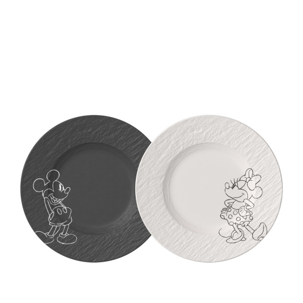 Dessertteller-Set MICKEY MOUSE in schwarz/weiß aus Bone China