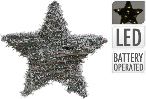 Leuchtobjekt LED STAR SNOWY in mehrfarbig aus Rattan