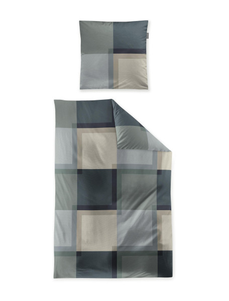 Bettwäsche WAVE Satin in grün aus Baumwolle