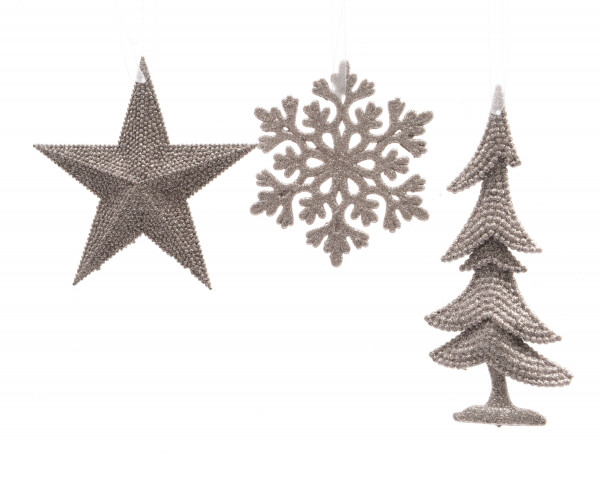 Christbaumschmuck Hänger GLITTER rosa in rosa aus Kunststoff