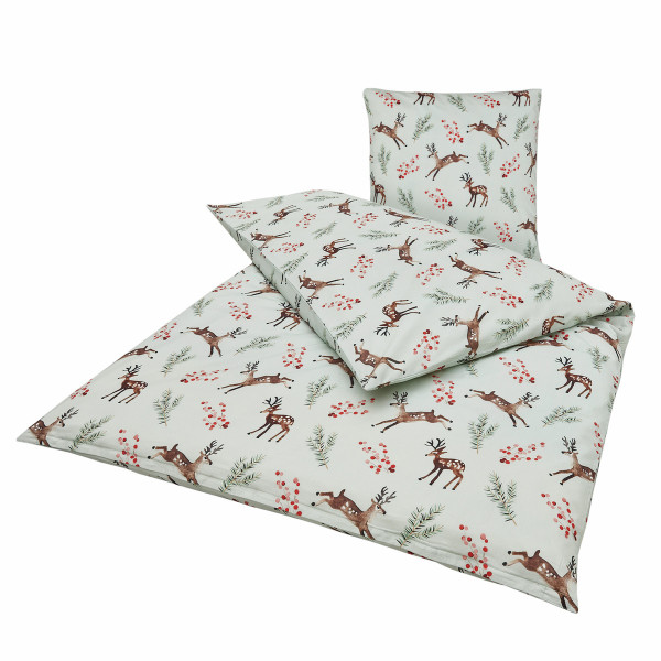 Bettwäsche ROXY Renforcé in grün aus Materialmix