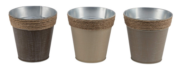 Übertopf Seilbordüre in braun aus Metall