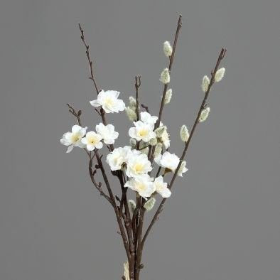 Kunstblume PFIRSICHBLÜTEN in creme aus Kunststoff