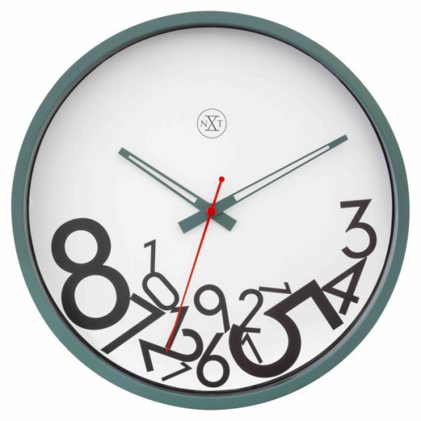 Wanduhr NEXTIME DROPPED NUMBERS in grün aus Metall