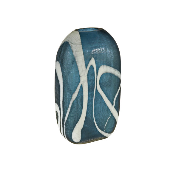 Vase CAJA in blau aus Glas
