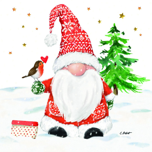 Servietten Christmas Buddy in weiß aus Papier