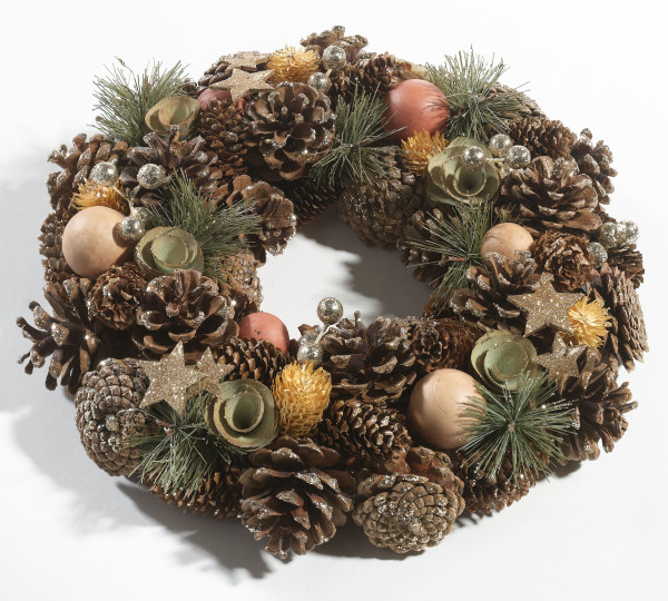 Dekokranz X-MAS in mehrfarbig aus Materialmix