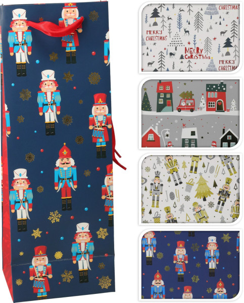 Geschenktasche Flasche in mehrfarbig aus Papier