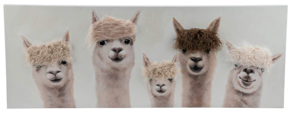 Keilrahmenbild Alpakas in creme aus Baumwolle