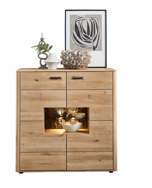Highboard HARPER WAMBA in Wildeiche aus Massivholz