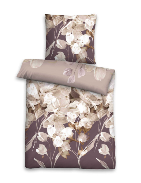 Bettwäsche Satin in taupe aus Baumwolle