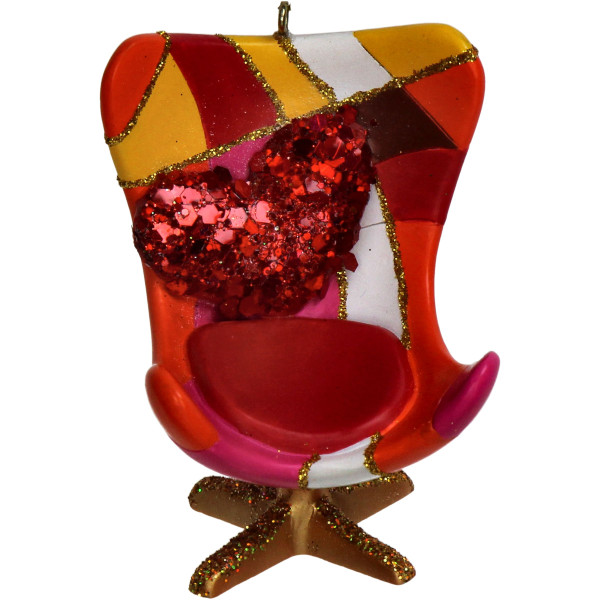 Weihnachtskugel STUHL in rot aus Polyresin