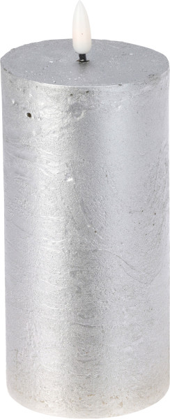 Kerze LED SILVER in silberfarben aus Wachs