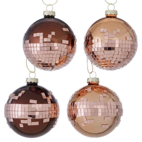 Weihnachtskugel DISCO in braun aus Glas