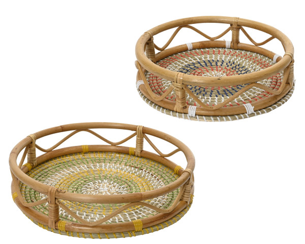 Tablett in mehrfarbig aus Seegras