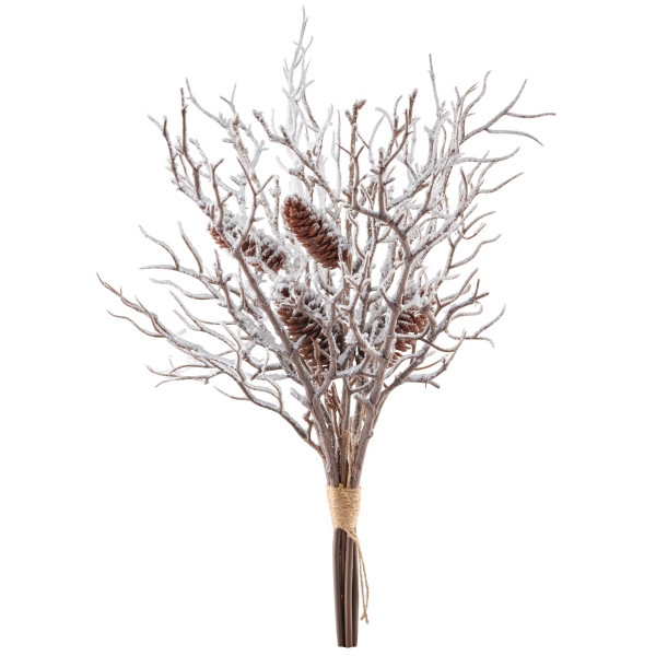 Bündel mit Zapfen und Schnee in dunkelbraun aus Kunststoff