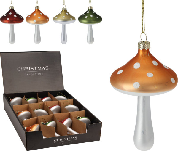 Weihnachtskugel PILZ in mehrfarbig aus Glas