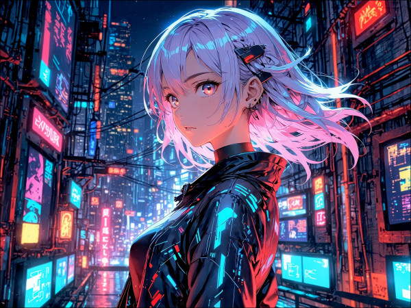 Glasbild MANGA GIRL I in mehrfarbig aus Glas