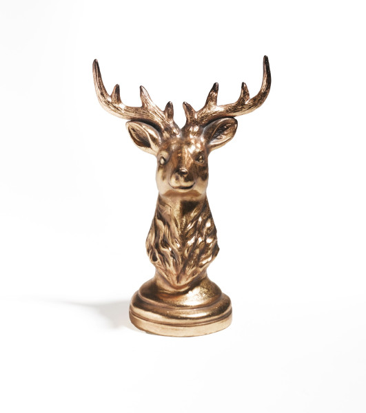 Deko-Büste HIRSCH in goldfarben aus Polyresin