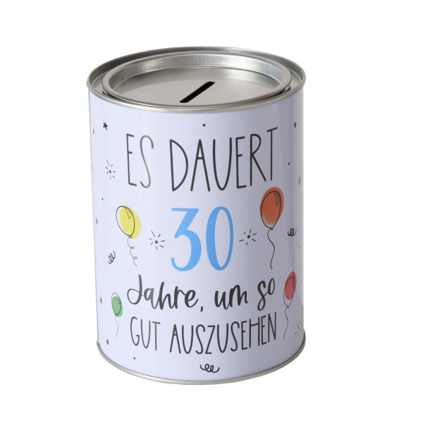 Spardose GEBURTSTAG in weiß aus Eisen