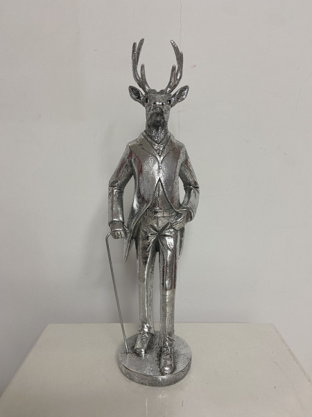 Hirsch Mr. Deer in silberfarben aus Polyresin