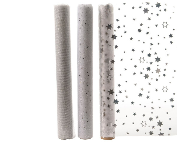 Dekostoff ORGANZA silber in silberfarben aus Polyester