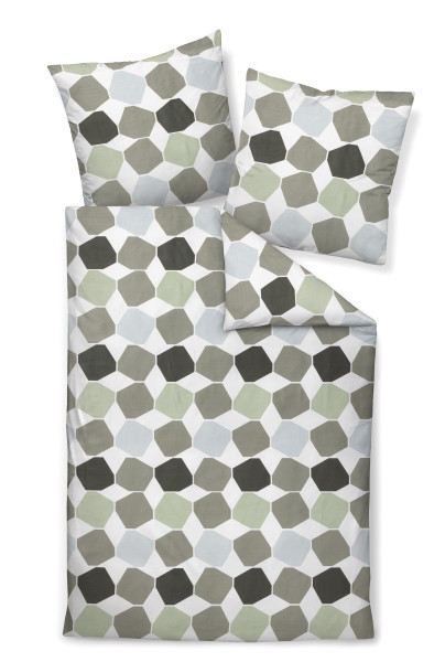 Bettwäsche J. D. Mako-Satin in grün aus Baumwolle