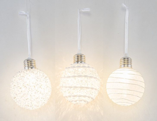 Weihnachtskugel LED in weiß aus Kunststoff