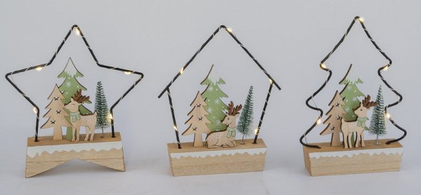 Aufsteller LED Winterwald in natur aus Holz