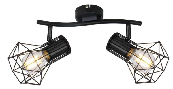 Deckenspot CAGE 2-flammig in schwarz aus Metall
