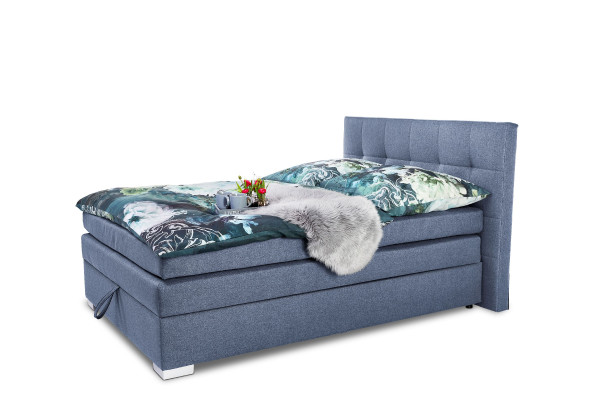 Boxspringbett EILEEN in blau aus Stoff