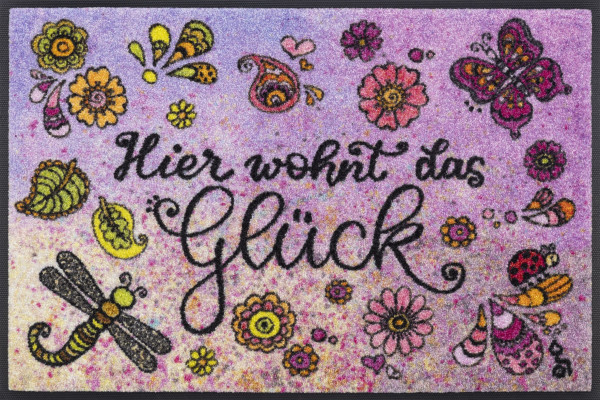 Fußmatte HIER WOHNT DAS GLÜCK in mehrfarbig aus Polyamid