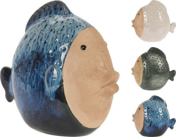 Deko-Fisch in mehrfarbig aus Porzellan