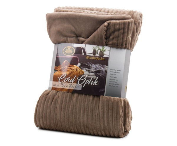 Wohndecke Cord in taupe aus Polyester