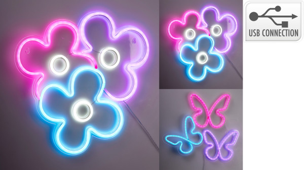 Wanddeko FLOWER/BUTTERFLY LED in mehrfarbig aus Polypropylen