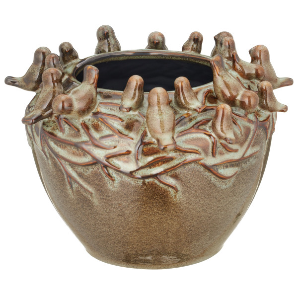 Vase VÖGEL in grün aus Porzellan