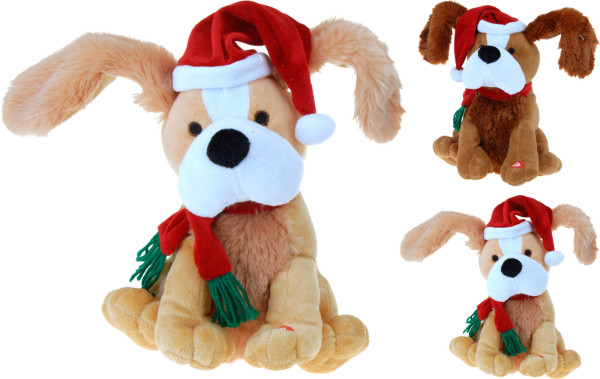 Dekofigur X-MAS DOG in mehrfarbig aus Polyester
