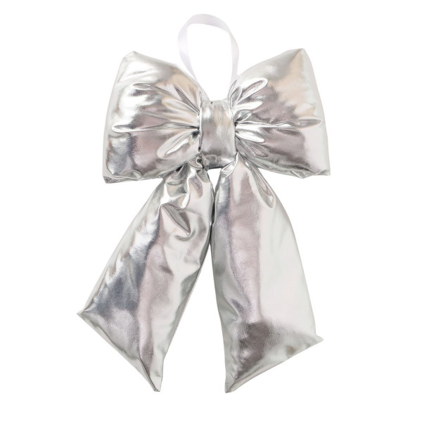 Christbaumschmuck Hänger Schleife BOWY in silberfarben aus Polyester