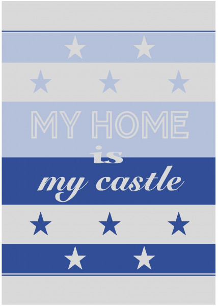 Geschirrtuch MY HOME IS MY in blau aus Baumwolle