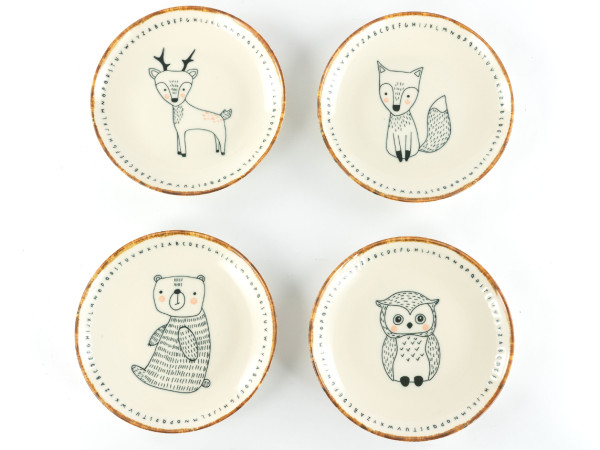 Teller FREUNDE DES WALDES in bunt aus Steinzeug